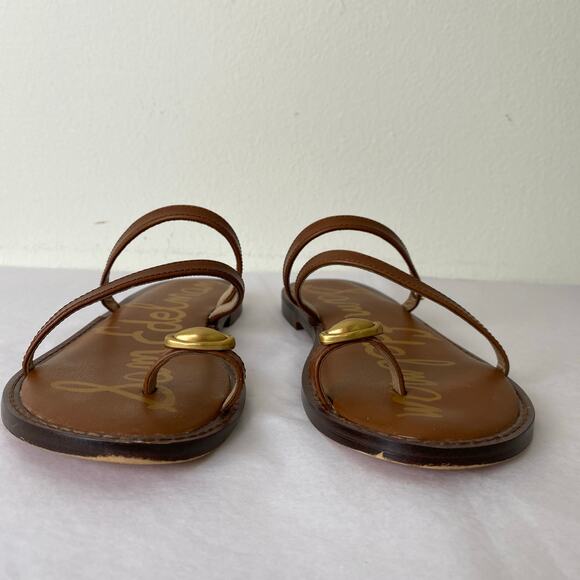 Sam Edelman Harlyn Toe Strap Sandals Size 7 Cognac Leather - Picture 6 of 12
